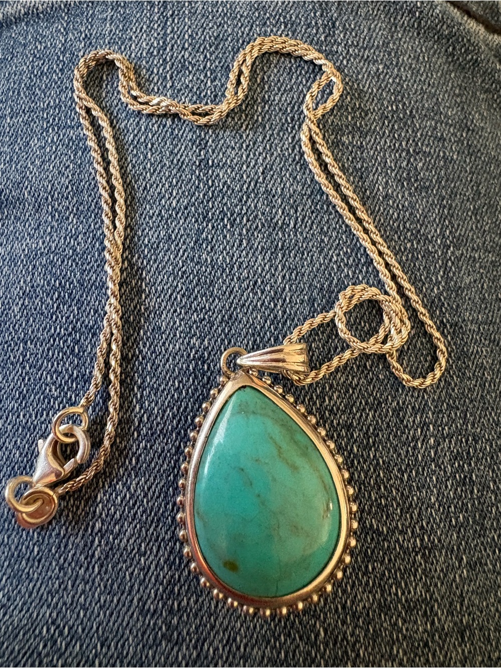 Turquoise & Labradorite Reversible Pendant w/chain